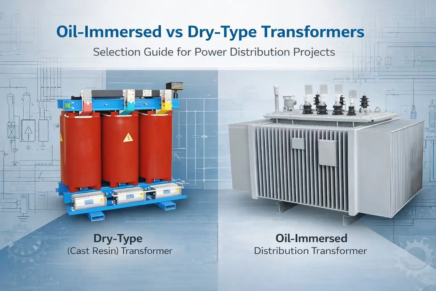 Panduan pilihan untuk Transformers terbenam minyak vs. transformer jenis kering: Dari perbedaan hingga pembuatan keputusan